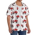 thumbnail image 2 of Sikiie Red Wheeled Tractors Men's Wrinkle Free Untucked Cuban Shirt Business Casual Button Down Shirts Short Sleeve ShirtMedium, 2 of 5