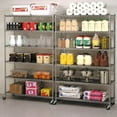 thumbnail image 5 of NSF Wire Shelving Unit Heavy Duty Garage Storage Shelves Large Black Metal Shelf Organizer 6-Tier Height Adjustable Commercial Grade Storage Rack 6000 LBS Capacity on 4" casters,18" D x 48" W x 76" H, 5 of 7