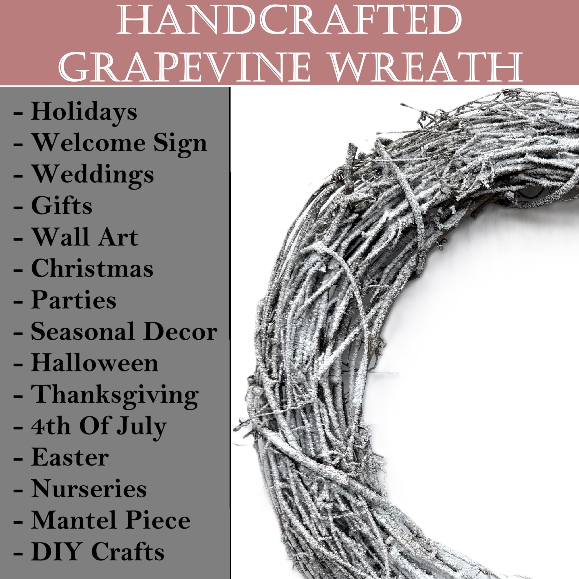 Kraft Lane: 18" Flocked Grapevine Wreath - Snow - DIY Craft Projects, Handcrafted, In-Outdoor Decoration, Behr Paint, Seasonal-Holiday-Event-Home