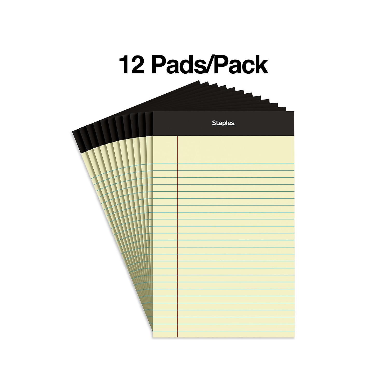 TOPS The Legal Pad Notepads, 8.5 x 11.75, Wide Ruled, Canary, 50 Sheets/ Pad, 12 Pads/Pack (TOP 7531)