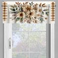 thumbnail image 2 of Ambesonne Farmhouse Valance & Curtain 3 Pcs Set, Rooster Flowers Rustic, 55"x24", Tan Taupe and Dark Pink, 2 of 7
