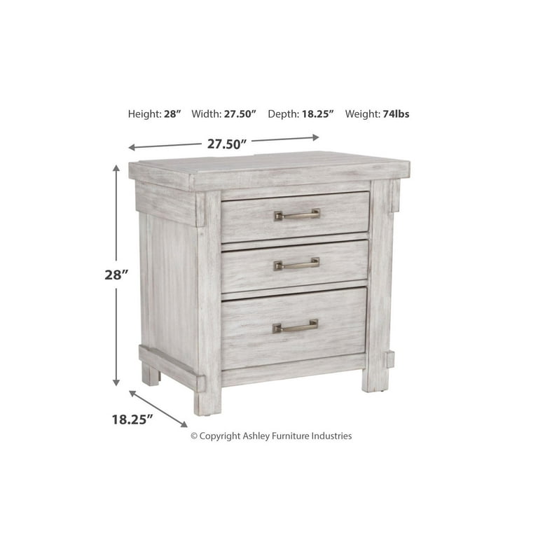 Signature Design by Ashley Casual Brashland 3 Drawer Nightstand White