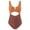 Brown, variant on Wyongtao Women's One Piece Swimsuit High Waisted Bathing Suit Cutout V Neck Swimwear,Green XL
