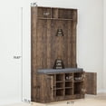 thumbnail image 4 of spanspace Hall Tree with Cushion and Open Shoe Cabinet, 4-In-1 Coat Rack with Storage Bench, Coat Hanger and Adjustable Shelves, 71" Height Hall Tree for Hallway, Living Room, Brown, 4 of 11