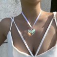 thumbnail image 4 of Big Heart Pendant Necklace Boho Knotted Bowknot Silk Ribbon Adjustable Chain--Black-Product code 43260 Black, 4 of 5