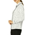 thumbnail image 5 of INSPIRE CHIC Women's Printed Long Sleeve Piped Button Down Shirts M White, 5 of 8