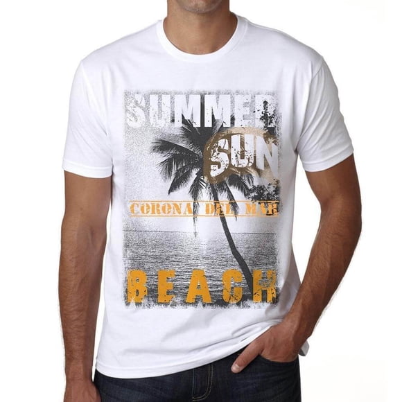 Men's Graphic T-Shirt Sun, Beach, Sea, Palm, Summer In Corona Del Mar Eco-Friendly Limited Edition Short Sleeve Tee-Shirt Vintage Birthday Gift Novelty
