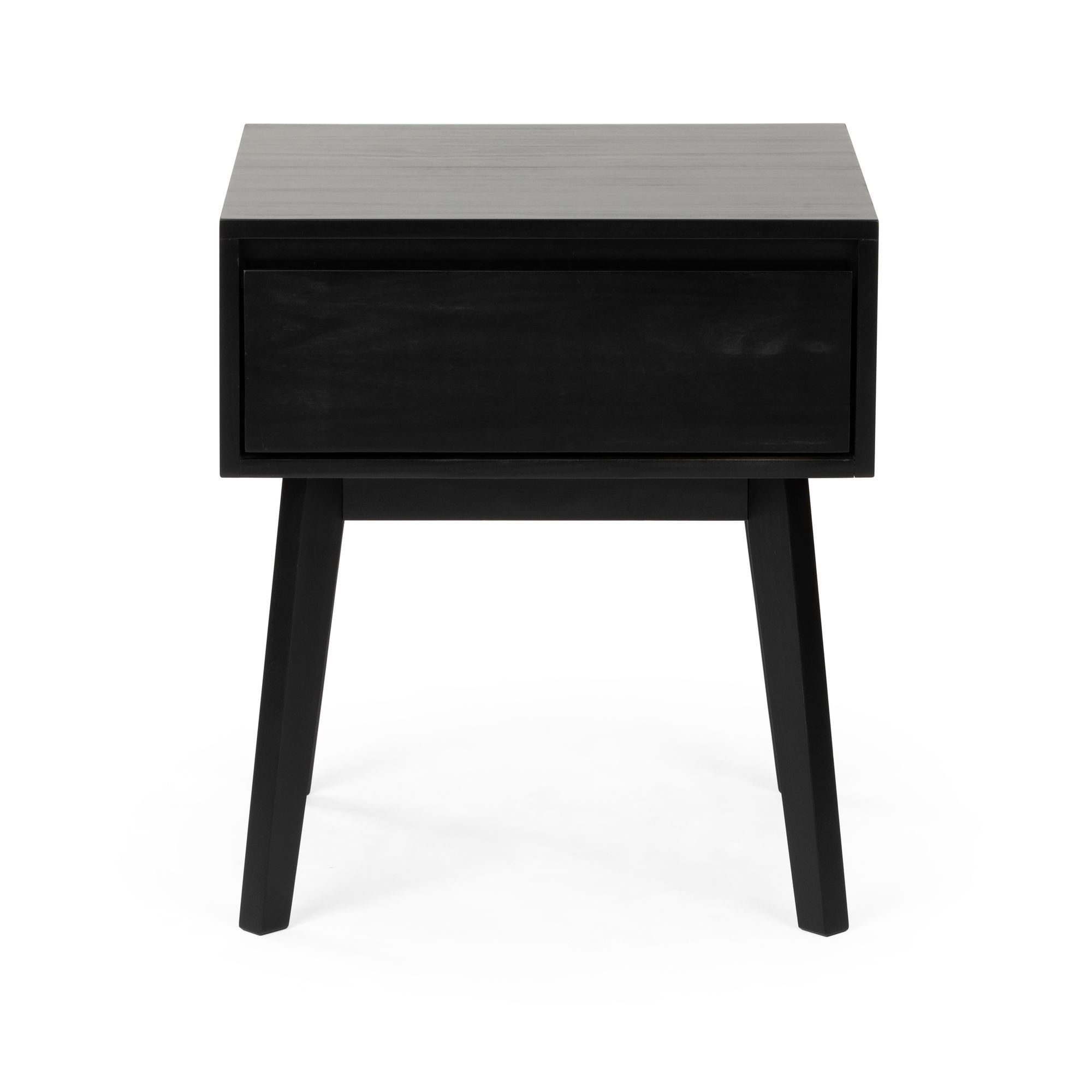 Plank+Beam Solid Wood Nightstand with Storage Drawer, Modern Small End Table, Black