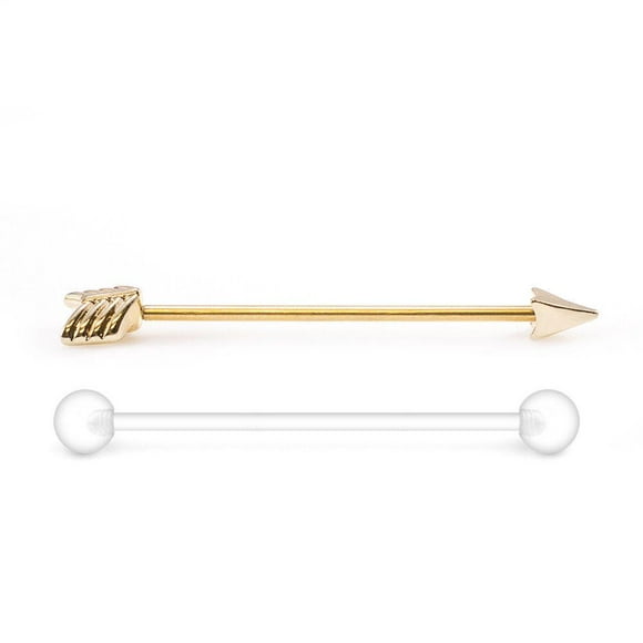 Arrow Industrial Barbell Jewelry 14G 38mm With Clear Industrial Retainer
