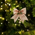 thumbnail image 2 of 4 Pack Noeud Décoratif Arbre de Noël Paillettes Noeuds d'Arc Ornement avec des Arcs Rouges de Pomme de Pin pour Couronne Guirlande Treetopper Fête de Noël (Rouge), 2 of 3
