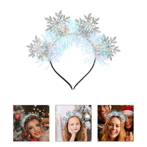 Raindrops Girls Holiday Headbands 3Pcs Glitter Snowflake Headbands for Dance Events Chic Style