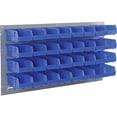 thumbnail image 2 of Global Industrial Wall Bin Rack Panel with (32) Blue Bins, 36x7x19, 2 of 7