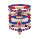 thumbnail image 1 of Pulsera de fútbol de capa apilable brazalete de cristal del corazón de la letra de la amistad pulsera de estiramiento conjunto de pulseras (B E), 1 of 5