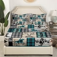 thumbnail image 3 of Western Bed Sheets Queen Boho Western Bedding Set Cowboy Fitted Sheet Bull Horse Cow Print Sheets Country Farmhouse Buffalo Plaid Check Decor Turquoise 2 Pillow Cases, 3 of 4