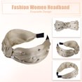 thumbnail image 4 of Unique Bargains Faux Pearl Knotted Headband Bling Twisted Faux Pearl Headband Faux Pearl Top Knot Hairband Beige, 4 of 7