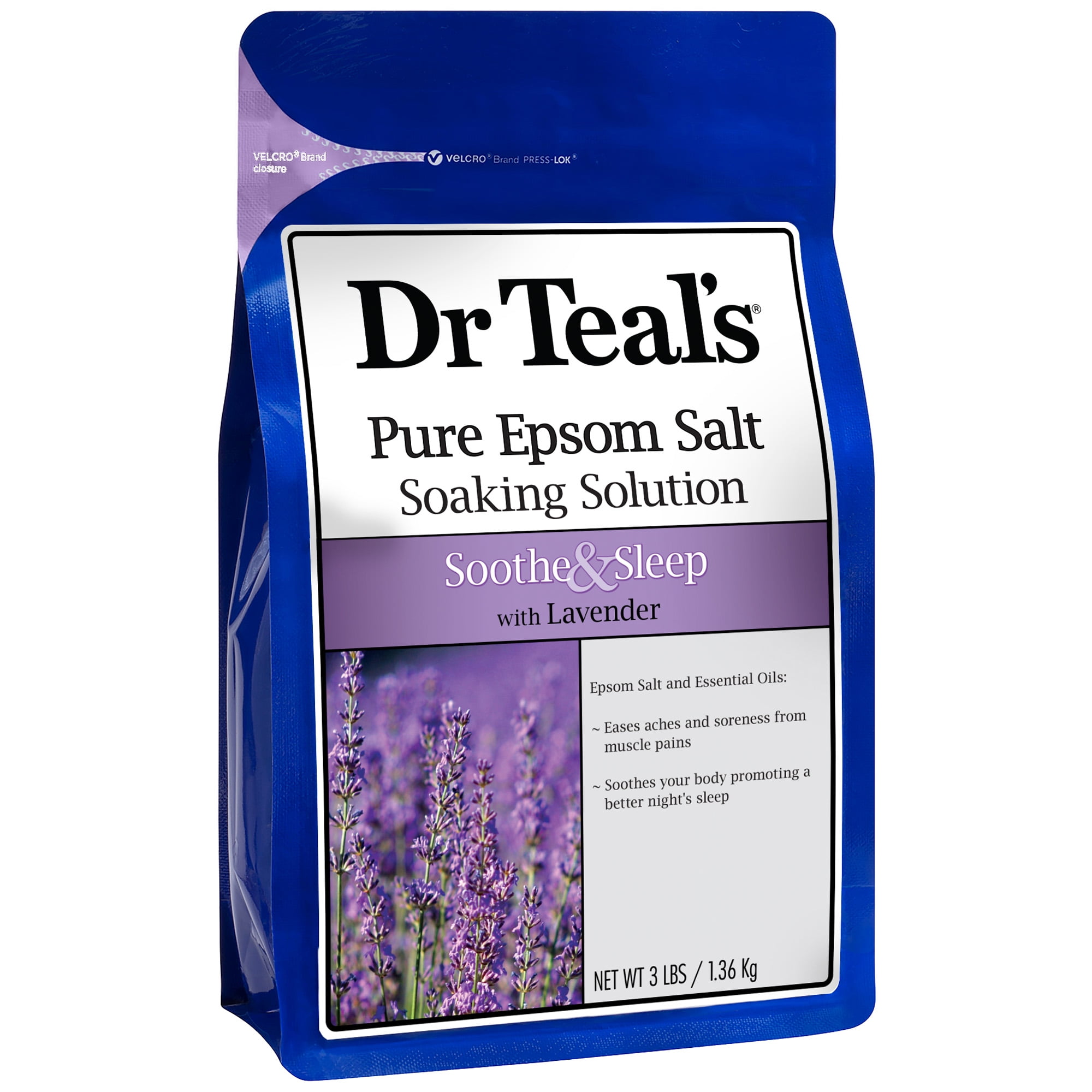 Dr Teal's Pure Epsom Salt Soak, Soothe & Sleep with Lavender, 3lbs