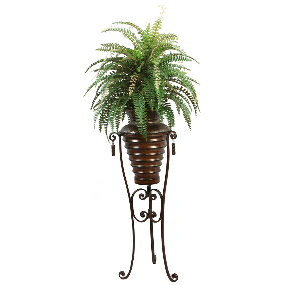 62" Tall Boston Fern Artificial Faux Lifelike in Metal Stand By Minx NY