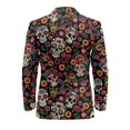 thumbnail image 5 of Uourmeti Polyester Men's Suit Jacket for Casual Business, Regular Fit Solid Single Button Suit Jacket, Skull Floral, 5 of 8