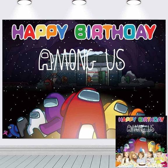 Among Us Backdrop Banner Party Supplies Post Birthday Decorations Background for Photography Taspestry