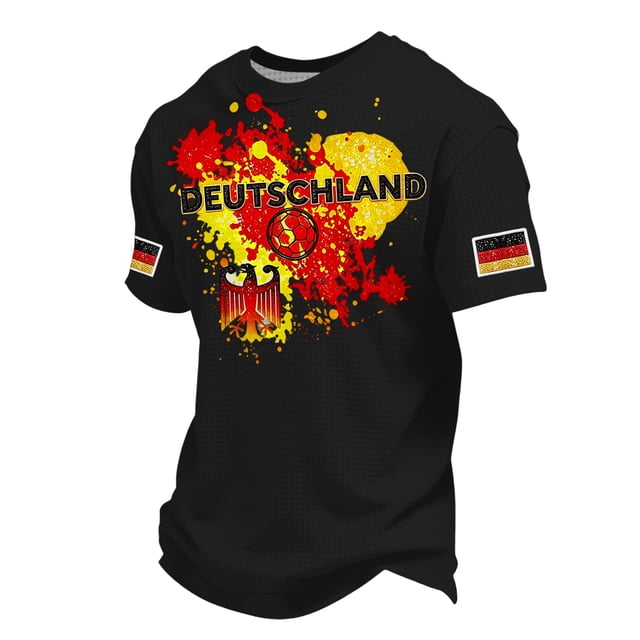 Women's Germany Football Graphic T-Shirt, Men's Soccer Graphic T-Shirt, Casual Short Sleeve Sports Top for Workout for Soccer Tournament 2026 Black Size: M