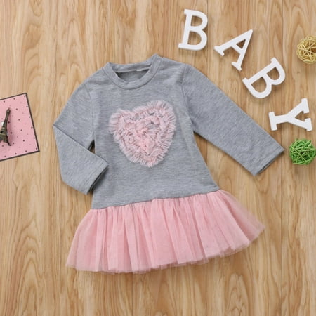 

Baby Girls Dress Long Sleeve Knitted Bow Sweater Top Tulle Tutu Princess Skirt Fall Clothes