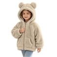 thumbnail image 5 of Besolor Toddler Girls Winter Fuzzy Sherpa Hoodies Fleece Thermal Warm Long Sleeve Sweatshirts Zip up Jackets with Pockets(5-6 Years,Khaki), 5 of 6