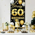 thumbnail image 4 of Happy 60th Birthday Decorations for Men & Women – Black Gold 60th Birthday Banner Backdrop, Fabric Yard Sign, Photo Props for Indoor Outdoor Party, 4 of 6