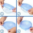 thumbnail image 6 of Silicone Stretch Lids, Reusable Expandable Seal Bowl Covers Lid to Keep Food Fresh, Fit Various Sizes and Shapes of Containers or Bowls, 6 Sizes Microwave Food Cover-Blue, 6 of 7