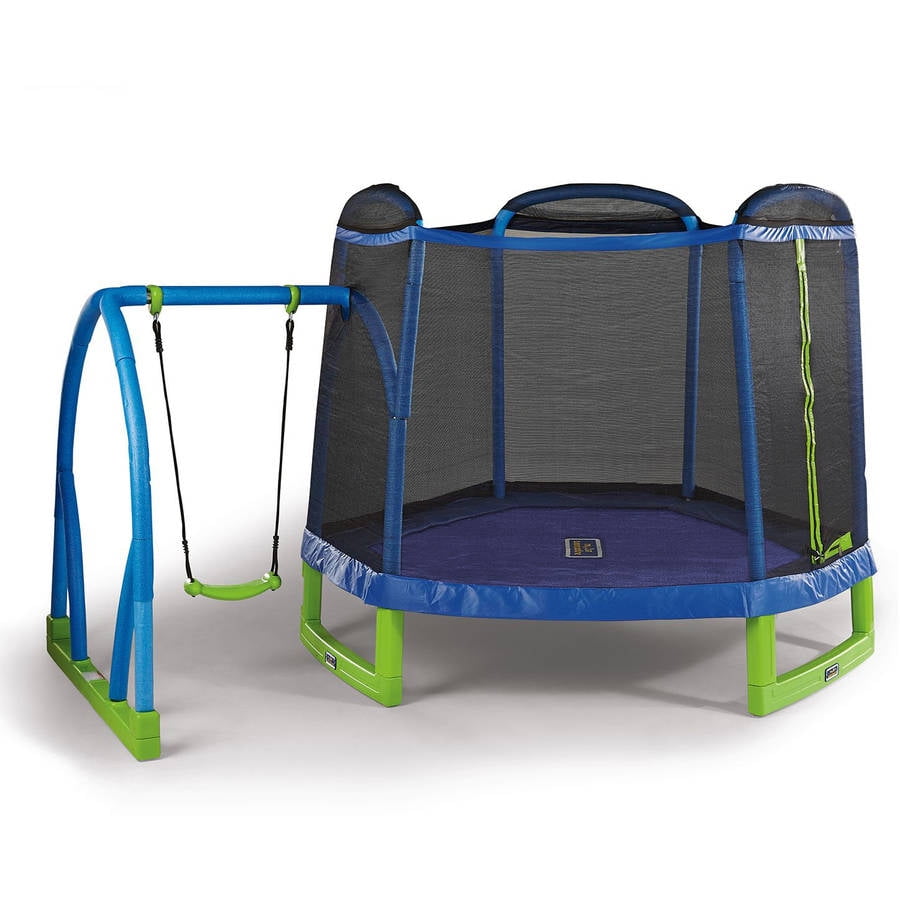 Bounce Pro My First Jump 7&amp;#39; Trampoline and Swing, Blue/Green