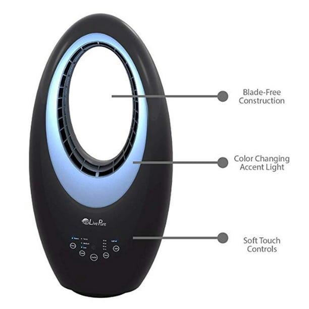 LivePure Oscillating Bladeless Vortex Fan with Remote, Sleep Timer,4