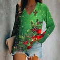 thumbnail image 2 of Plus Size Christmas Shirt for Women long Sleeve V Neck Floral Print Pullover Tunic Tops Multicolor-8 5XL, 2 of 4