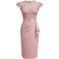 thumbnail image 7 of Wdgfv Women's Elegant Floral Lace Ruffle Design Cap Sleeve Party Dress Red S, 7 of 7