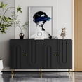 thumbnail image 3 of Modern Black Lacquered 4-Door Wooden Storage Cabinet, Multi-Functional Sideboard Buffet Server for Living Room, Entryway, Hallway, Office, Kitchen & Dining Room, 3 of 9