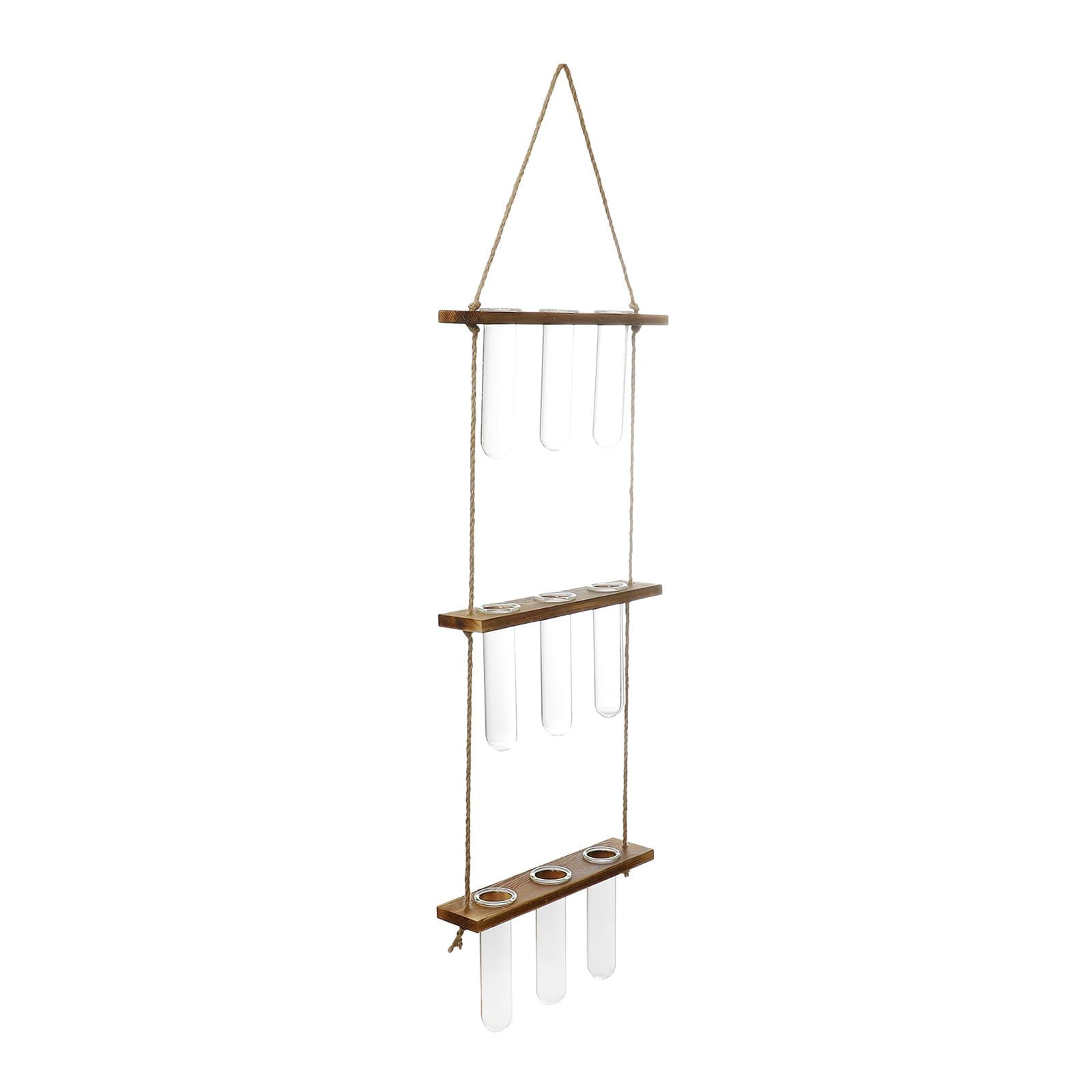Plant Vase Test Tube Vase Wood Wall Hanging Planter - Rustic Wood