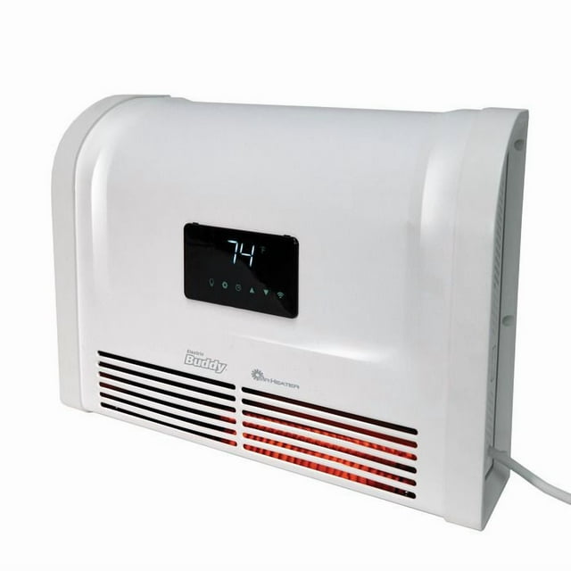 Enerco Tech Space Heater F236330 Buddy MHBEW150FATRW; Indoor Use; Electric; Wall Mount; 5118 BTU Per Hour; 120 Volt Voltage Rating/1500 Watt Power Consumption; Eco/Low/High 3 Heat Setting