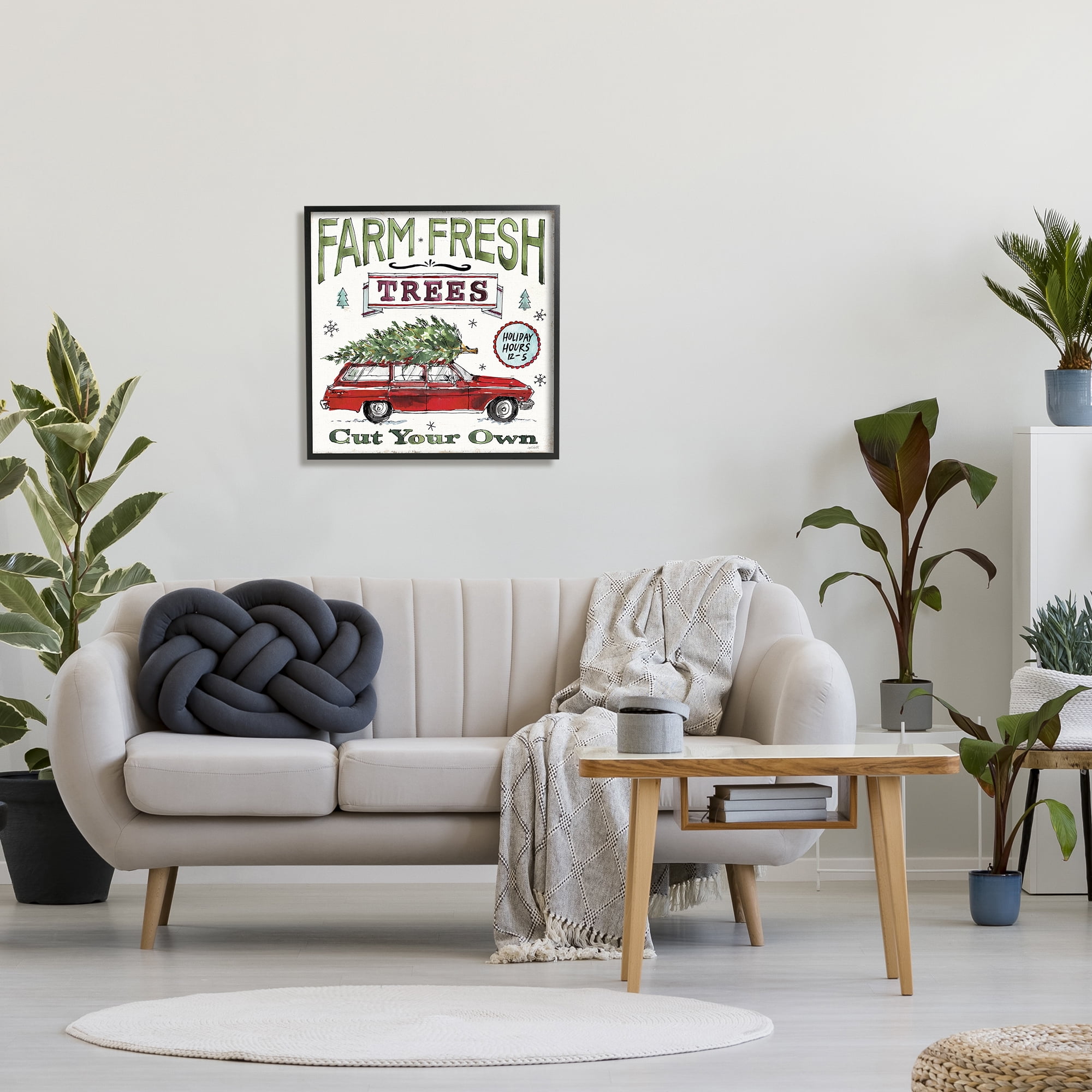 Stupell Industries Farm Fresh Trees Vintage Christmas Advertisement Station Wagon, 24 x 24, Design by Anne Tavoletti
