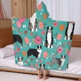 thumbnail image 5 of Australian Shepherd Dog and Flower Hooded Bath Towel，60"x35" for Ages 3 To 12 Kids, Quick Dry Lightweight Soft Microfiber Hood Beach Towel Cover Up for Kids, 5 of 7