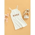 thumbnail image 5 of Kiapeise Kids Girls Spaghetti Strap Dress Toddler Letter Print Casual Sleeveless A-line Dress Summer Party Wear, 5 of 9
