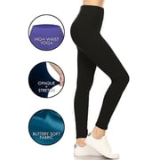 Sofra Women's & Plus One Size Seamless High Waist Extra-Wide Banded Ankle Length Leggings