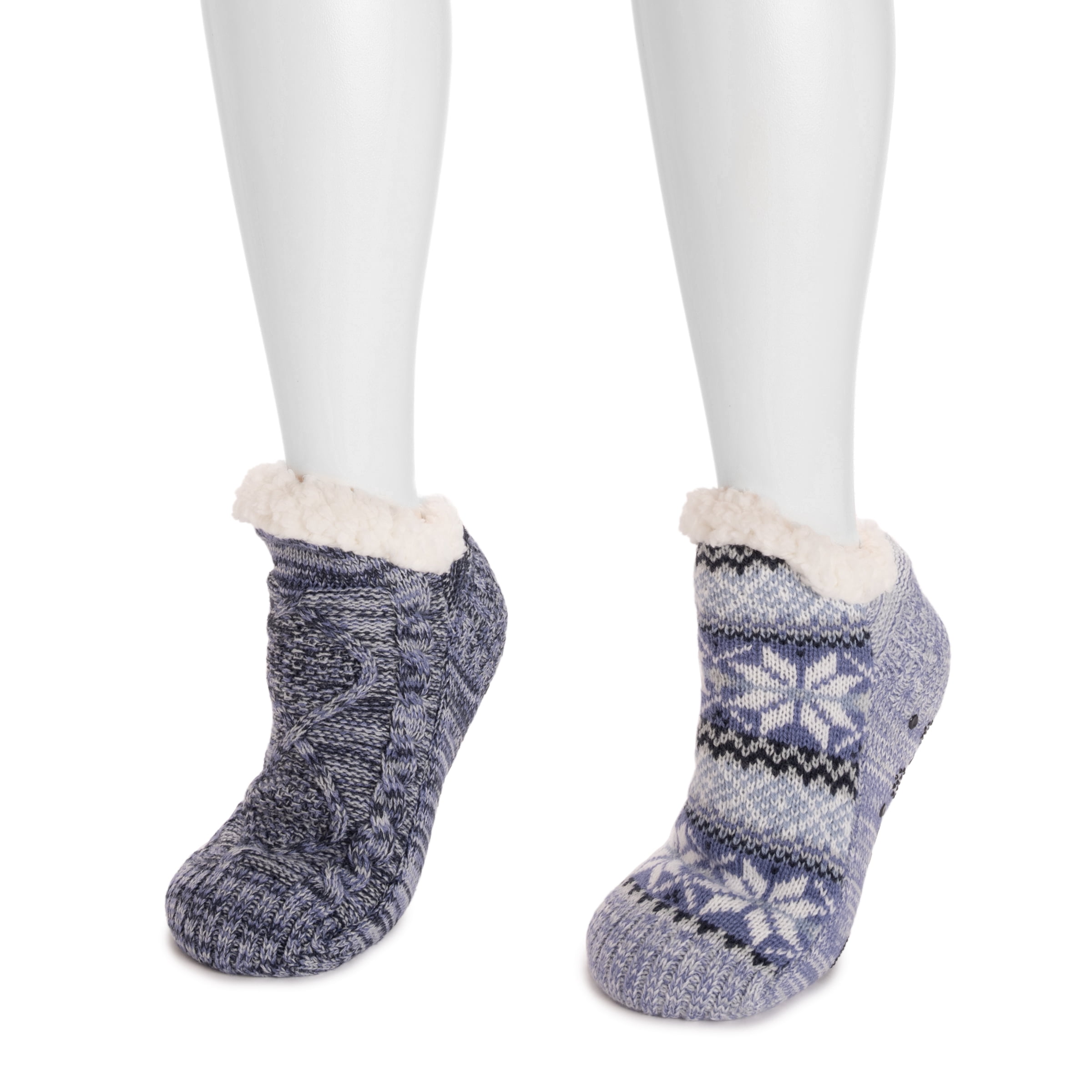 MUK LUKS Women's Shortie Cabin Socks, 2-Pack, S-M / L-XL