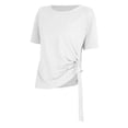 thumbnail image 5 of Women Summer Sports T-Shirt, Solid Color O-Neck Short Sleeve Quick Dry Tee Tops with Drawstring, 5 of 6