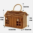 thumbnail image 5 of Cesta de Ratán con Forma de Casa y Tapa, Organizador de Estantes Tejido A Mano con Asa Plegable, Cesta de Mimbre para Cosecha., 5 of 5