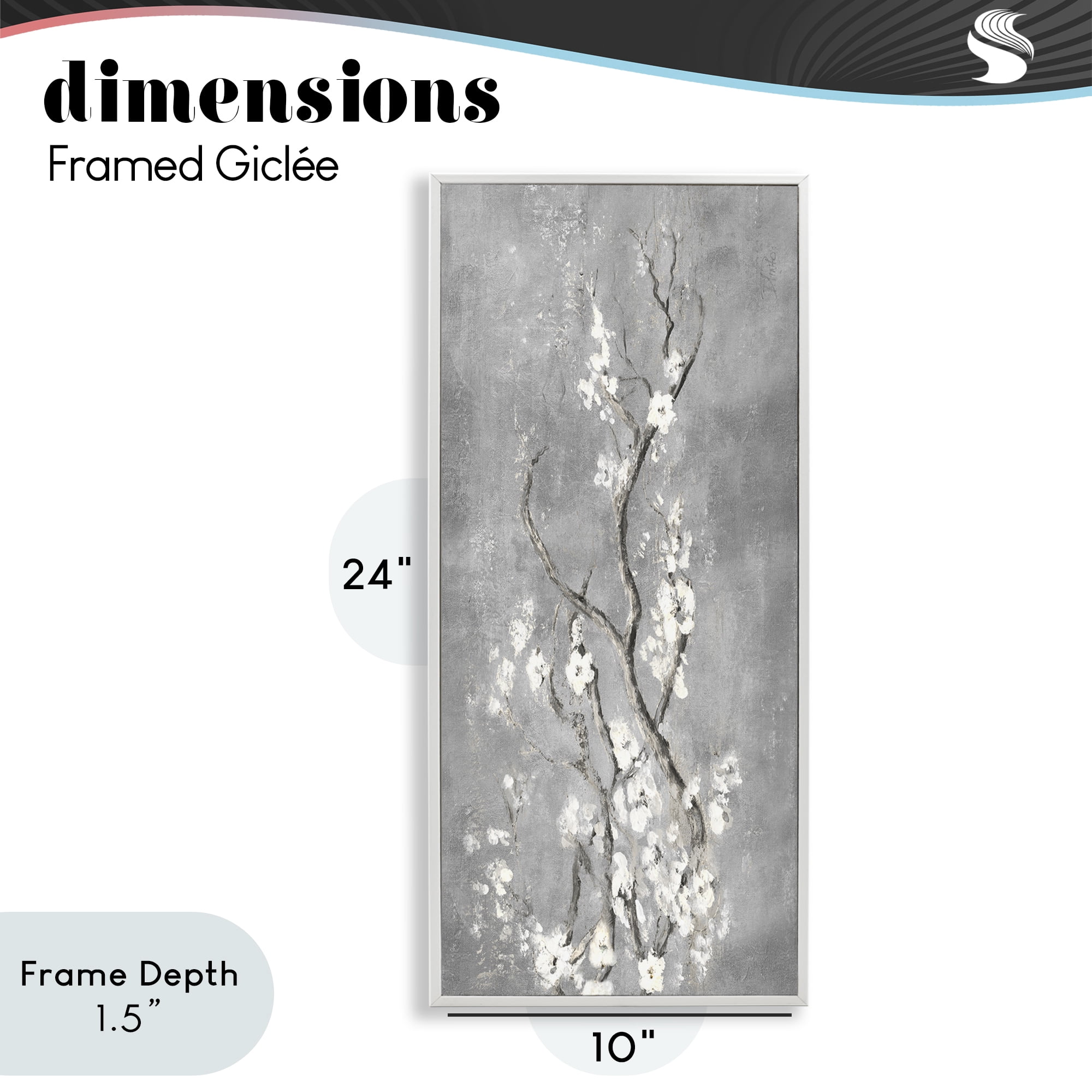 Stupell Industries White Cherry Blossoms Reaching White Framed Giclee Art, design by Patricia Pinto