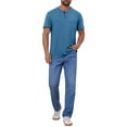 thumbnail image 2 of Camisetas Henley para hombres INSPIRE CHIC, casuales de verano, de manga corta, con botones, camiseta básica, L azul oscuro, 2 of 6