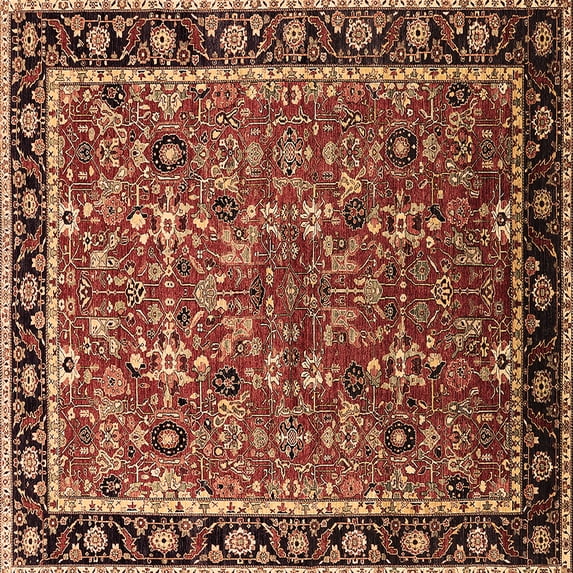 Ahgly Company Indoor Square Oriental Brown Industrial Area Rugs, 3' Square
