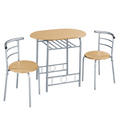 thumbnail image 1 of Fullfurnique Ensemble de salle à Manger Rond Moderne 3 Pièces avec Table et 2 Chaises Pieds en Acier, Naturel, 1 of 9