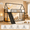 Black, variant on CZBZ Twin Over Twin House Bunk Bed with Slide & Reversible Ladder, Metal Loft Bed Frame with Roof Design, Safety Guardrails, Space-Saving Montessori Floor Play Bed, Black