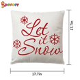 thumbnail image 4 of Spencer Pack of 4 Christmas Throw Pillow Cover Pillowcase Red Snowflakes Linen Pillow Cushion Cases Home Christmas Decor, 18x18 Inches, 4 of 8