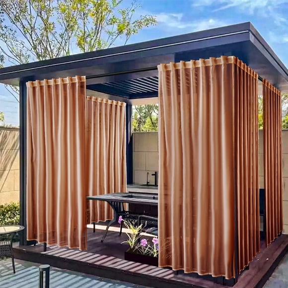 AHMT Outdoor Curtains for Patio Waterproof Weatherproof, UV and Fade Resistant Outside Curtains for Gazebo, Front Porch, Pergola, Sun Blocking Privacy Curtain, 52W x 84L inch(Coffee)