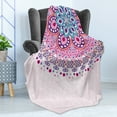 thumbnail image 4 of Mandala Soft Flannel Fleece Throw Blanket, Ornamental Boho Style Print, Cozy Plush for Indoor and Outdoor Use, 50" x 70", Pale Pink Purple, by Ambesonne, 4 of 5